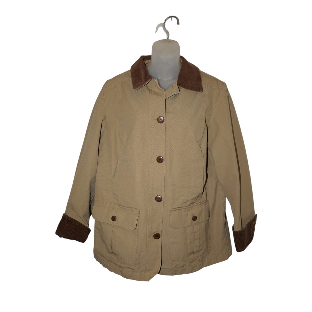Vintage L.L. Bean Women's Adirondack Barn Coat Tan Canvas Chore Jacket S Petite